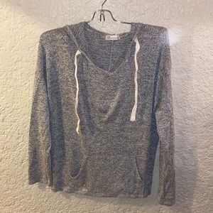 Grey hooded sweatshirt. Lace on back!